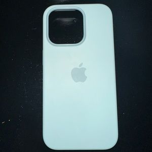Light blue iPhone 14 pro apple silicon phone case.